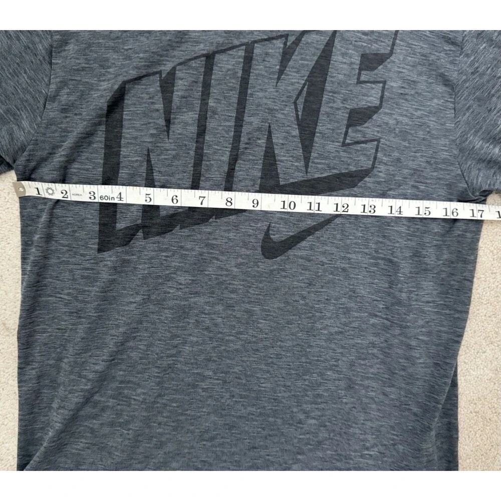 Nike YXL Gray/Black Logo Hooded Dri-Fit Long Sleeve T-Shirt